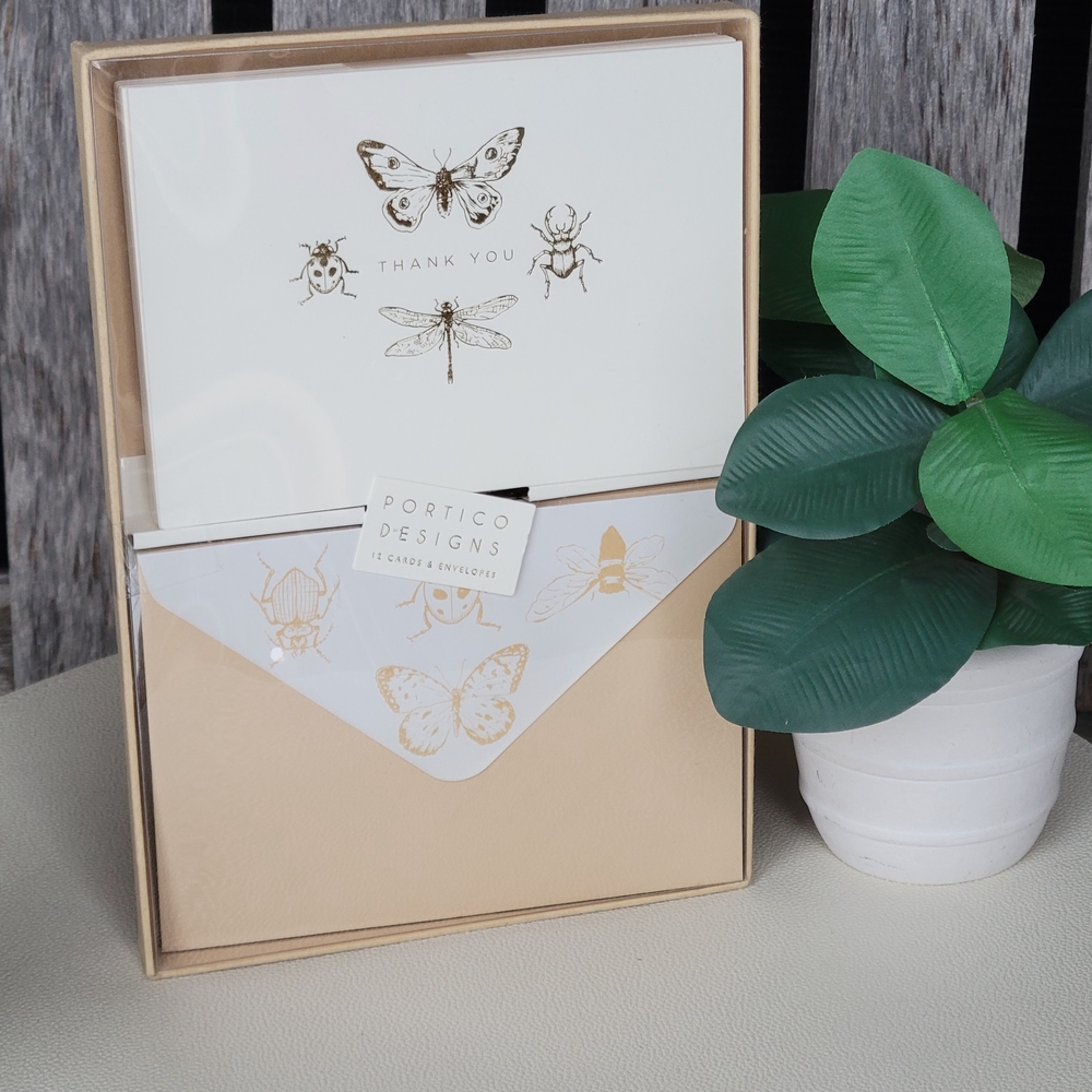 Gold Foil Insects Portico Designs Thank You Card Set - Picture 2 of 3